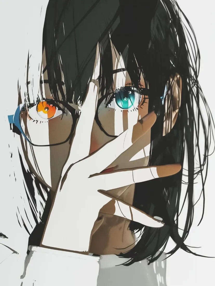 异色瞳头像手机壁纸｜手绘背景图片 - 线条头像「哲风壁纸」