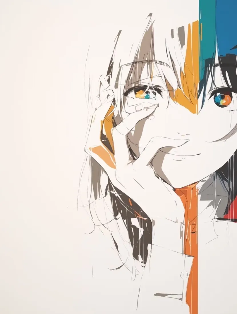 线条头像手机壁纸｜手绘背景图片 - 异色瞳动漫「哲风壁纸」