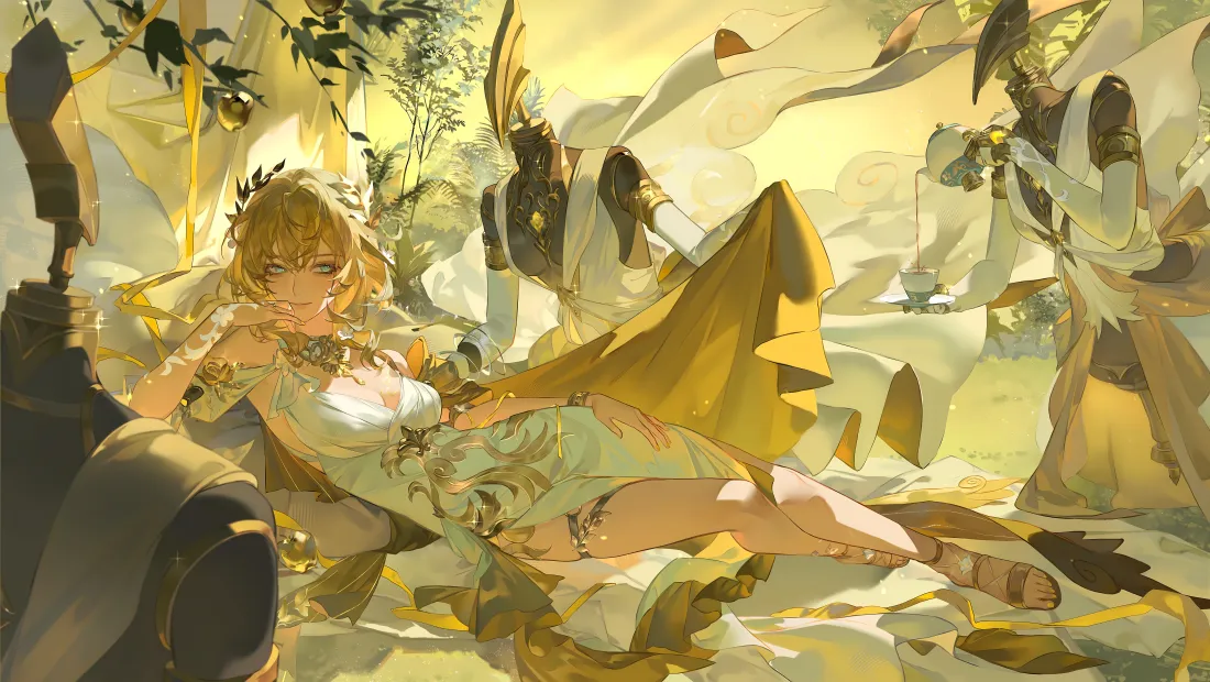 5k阿格莱雅壁纸｜崩铁背景图片 - 黄色奇幻插画「哲风壁纸」