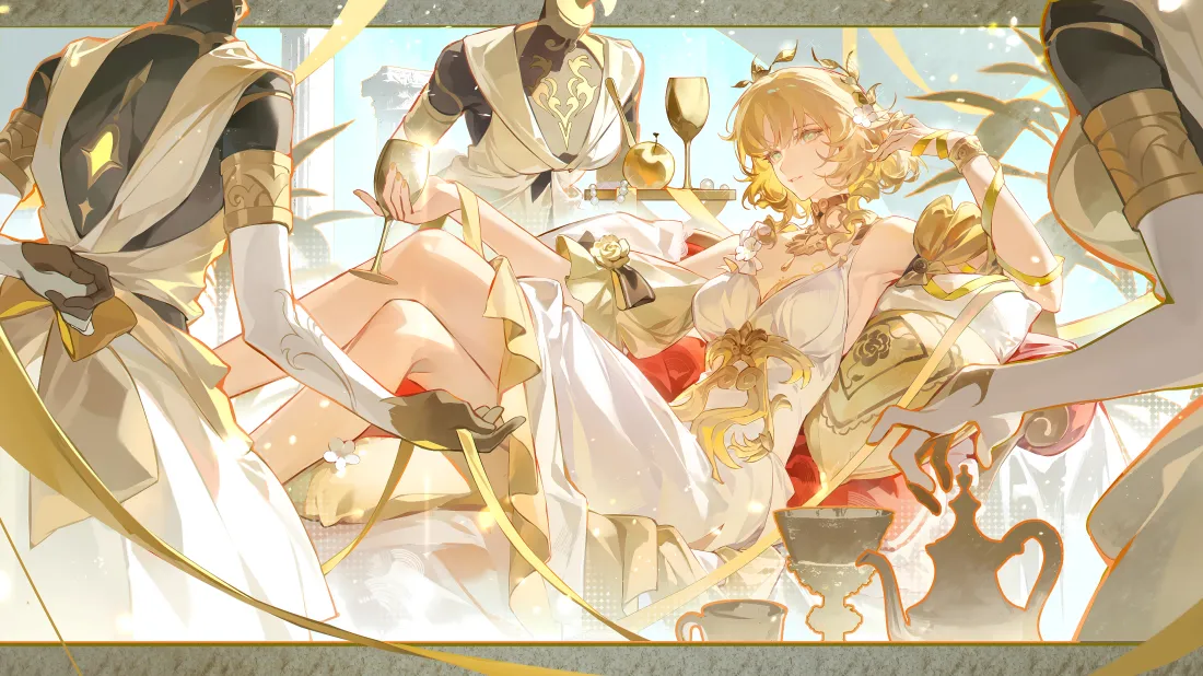 7k阿格莱雅壁纸｜崩铁背景图片 - 金色服饰角色「哲风壁纸」