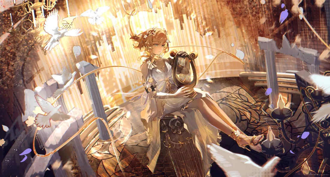 6k阿格莱雅壁纸｜崩铁背景图片 - 金色调华丽场景「哲风壁纸」