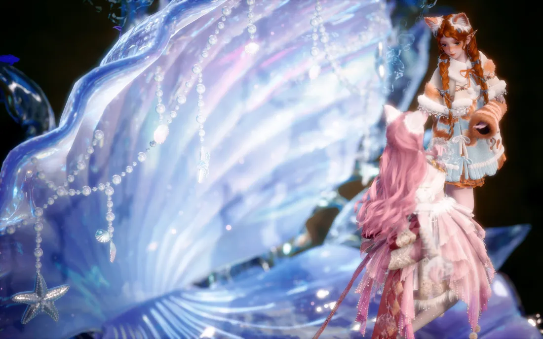 3k无限暖暖壁纸｜蓝色贝壳背景图片 - 暖暖「哲风壁纸」