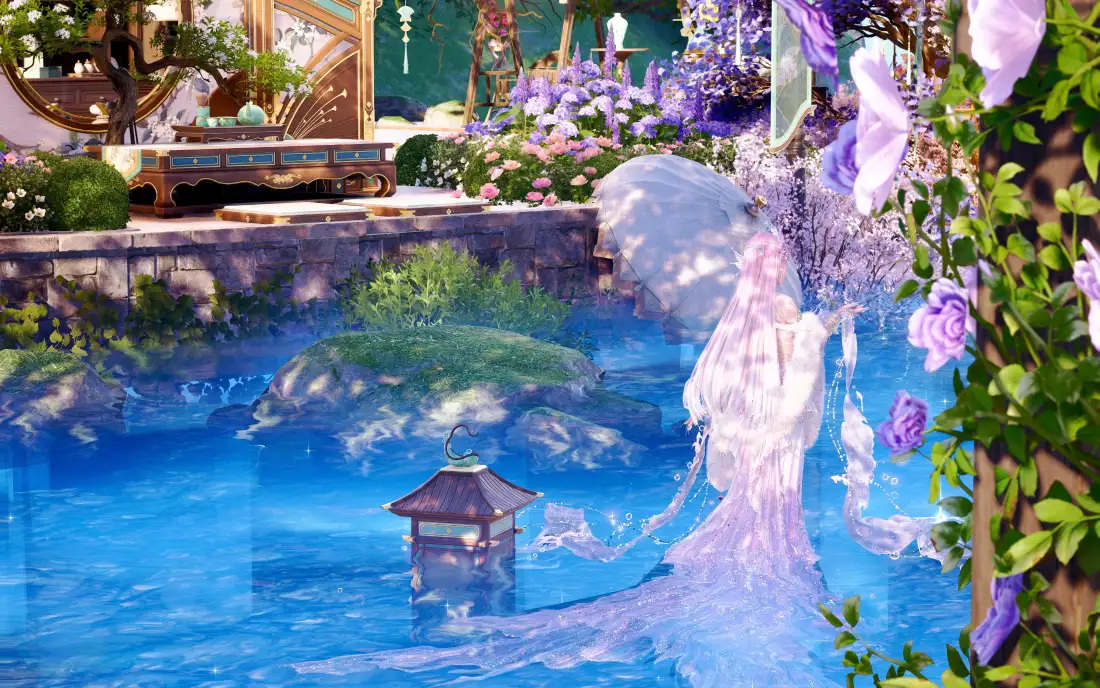 3k无限暖暖壁纸｜梦幻水池背景图片 - 暖暖「哲风壁纸」