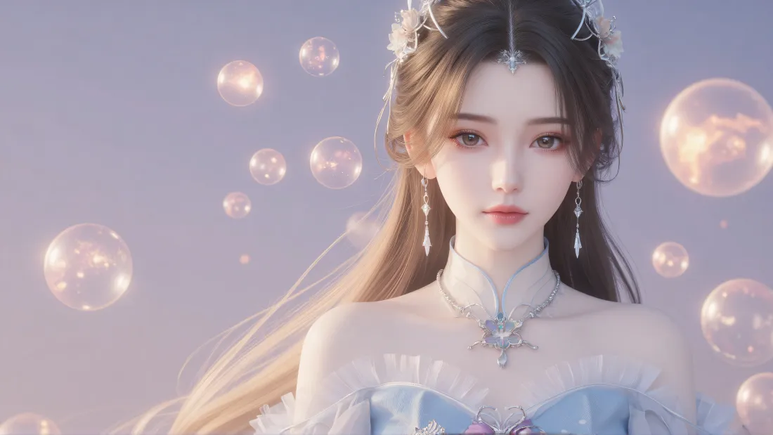 8k李慕婉壁纸｜仙逆背景图片 - 蓝裙泡泡饰品「哲风壁纸」