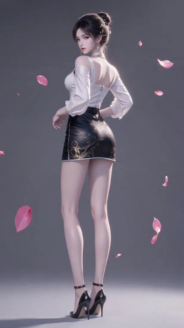 徐欣手机壁纸｜吞噬星空背景图片 - 白上衣黑皮裙高跟鞋「哲风壁纸」