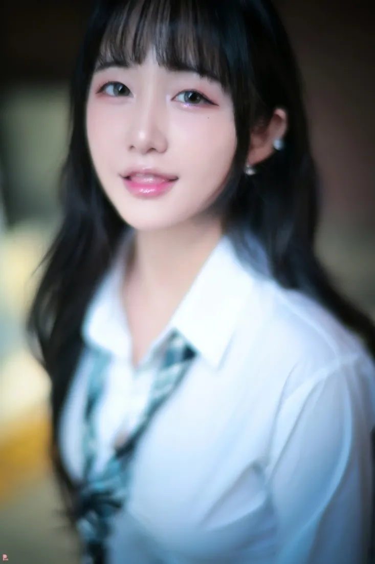 长发女生手机壁纸｜白衬衫背景图 - 格子裙子「哲风壁纸」