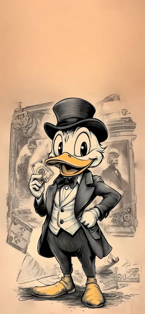 唐老鸭手机壁纸｜复古背景图片 - 礼服绅士「哲风壁纸」