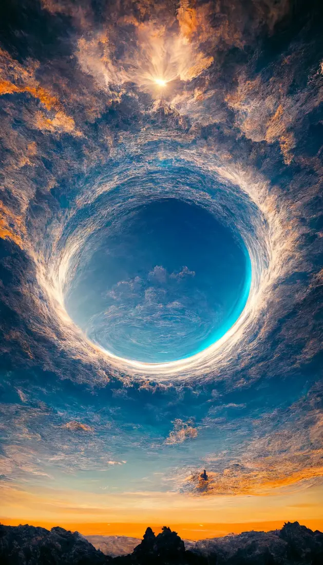 环形云洞手机壁纸｜自然风景背景图片 - 日落山脉云彩「哲风壁纸」