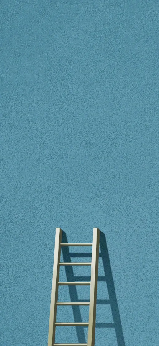 木梯手机壁纸｜蓝色背景图片 - 简约空间感「哲风壁纸」
