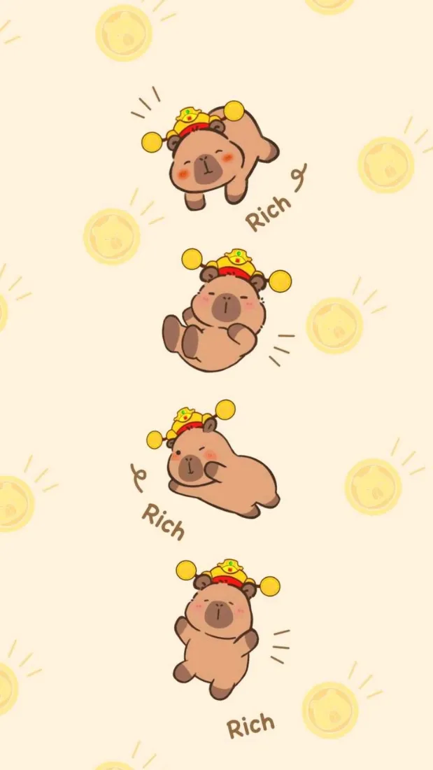 卡皮巴拉手机壁纸｜RICH背景图 - 萌系手绘水豚「哲风壁纸」