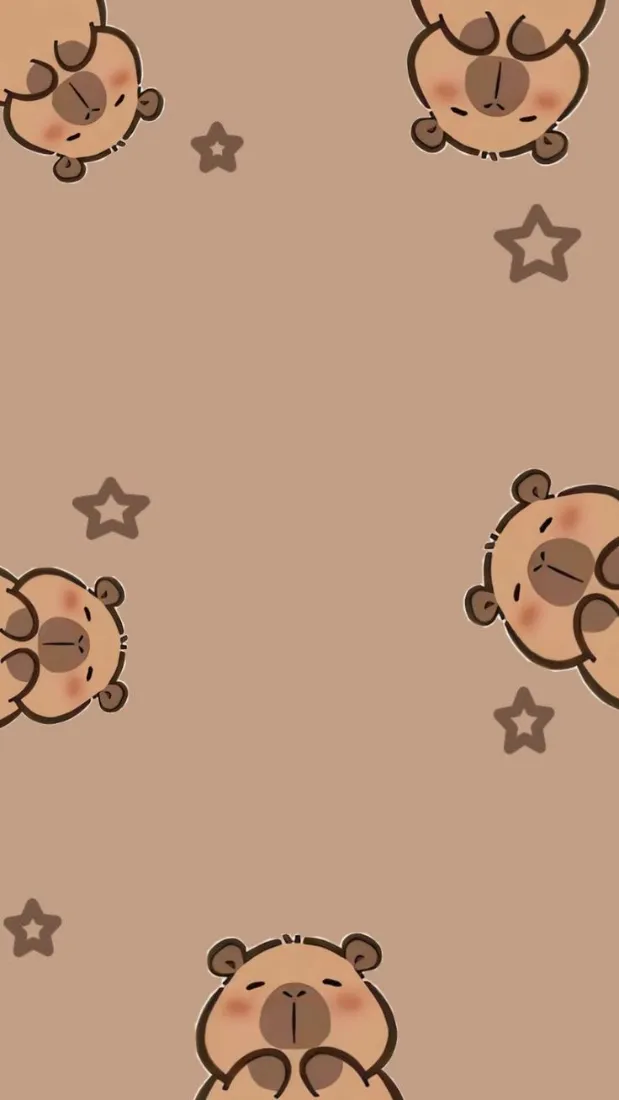 卡皮巴拉手机壁纸｜棕色背景图片 - 星星卡通「哲风壁纸」