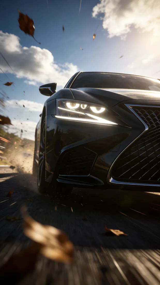 雷克萨斯汽车手机壁纸｜道路背景图 - 秋景阳光行驶「哲风壁纸」