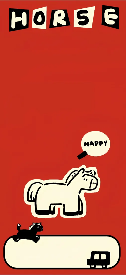 卡通小马手机壁纸｜红色背景图片 - 童趣插画「哲风壁纸」
