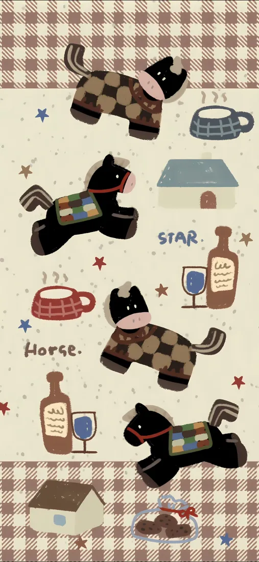 卡通小马手机壁纸｜复古背景图片 - 家居元素「哲风壁纸」