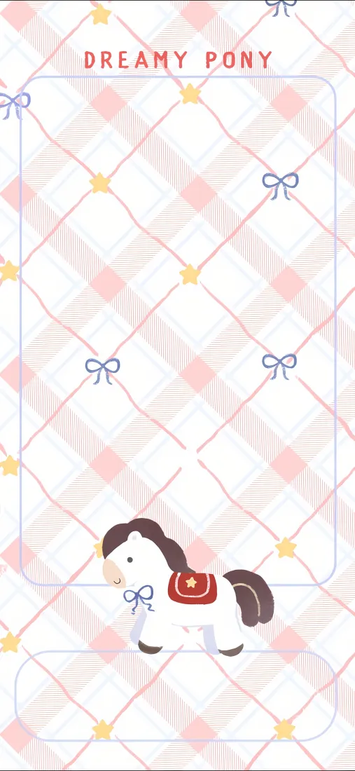 梦幻小马手机壁纸｜格子背景图片 - 可爱卡通小马「哲风壁纸」