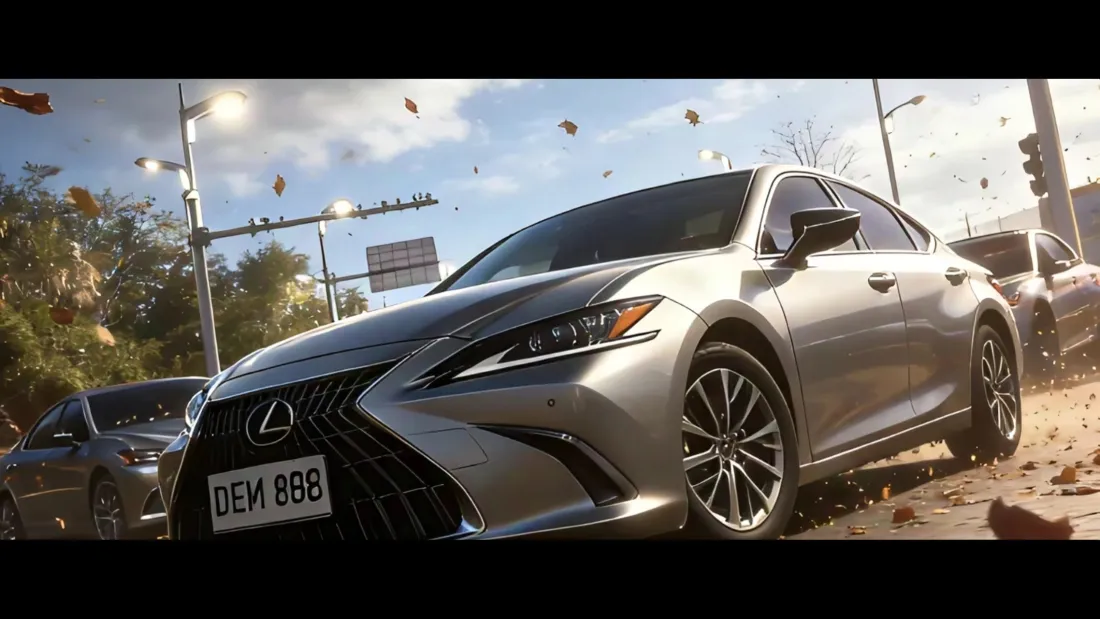 2k雷克萨斯汽车壁纸｜城市街道背景图片 - 银色轿车「哲风壁纸」