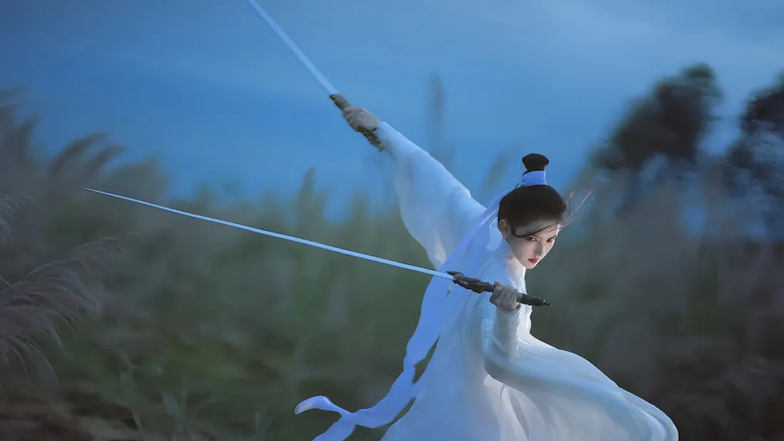 4k南宫仆射壁纸｜雪中悍刀行背景图片 - 双剑白衣芦苇「哲风壁纸」