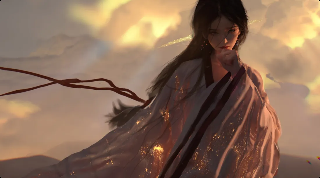 2kWLOP壁纸｜古风美女背景图片 - 暖色调插画「哲风壁纸」