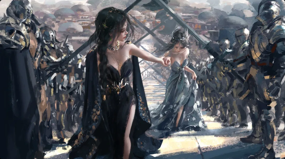 2kWLOP鬼刀插画壁纸｜奇幻场景背景 - 华丽服饰女性「哲风壁纸」