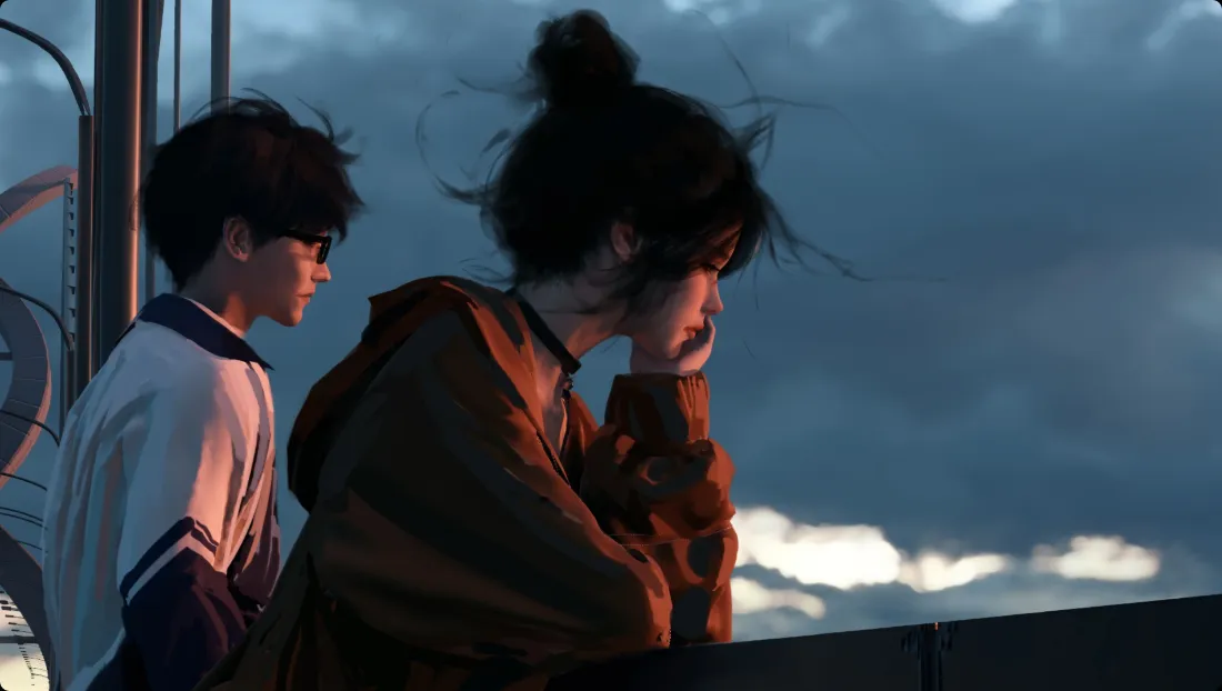 2kWLOP壁纸｜阴天背景图片 - 动漫人物天台「哲风壁纸」