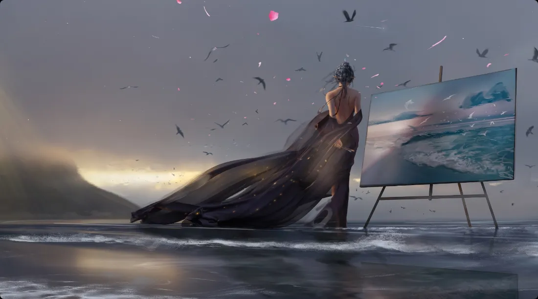 2kWLOP壁纸｜海边背景图片 - 艺术创作「哲风壁纸」