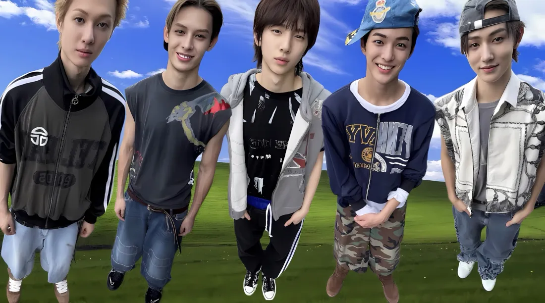 2k男子组合壁纸｜草地背景图片 - 青春活力团队「哲风壁纸」