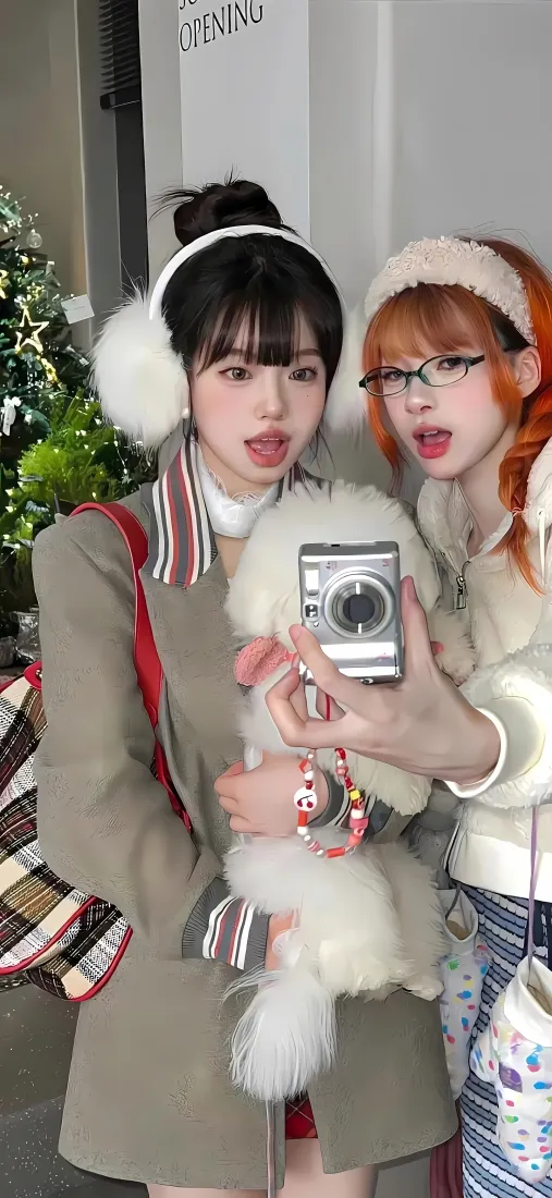 闺蜜合照手机壁纸｜时尚穿搭背景图片 - 复古相机「哲风壁纸」