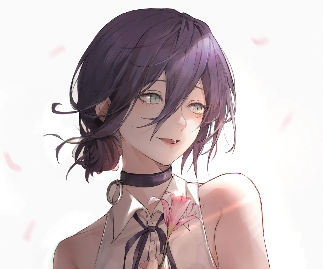 3k电锯人壁纸｜花瓣背景 - 紫色短发角色「哲风壁纸」