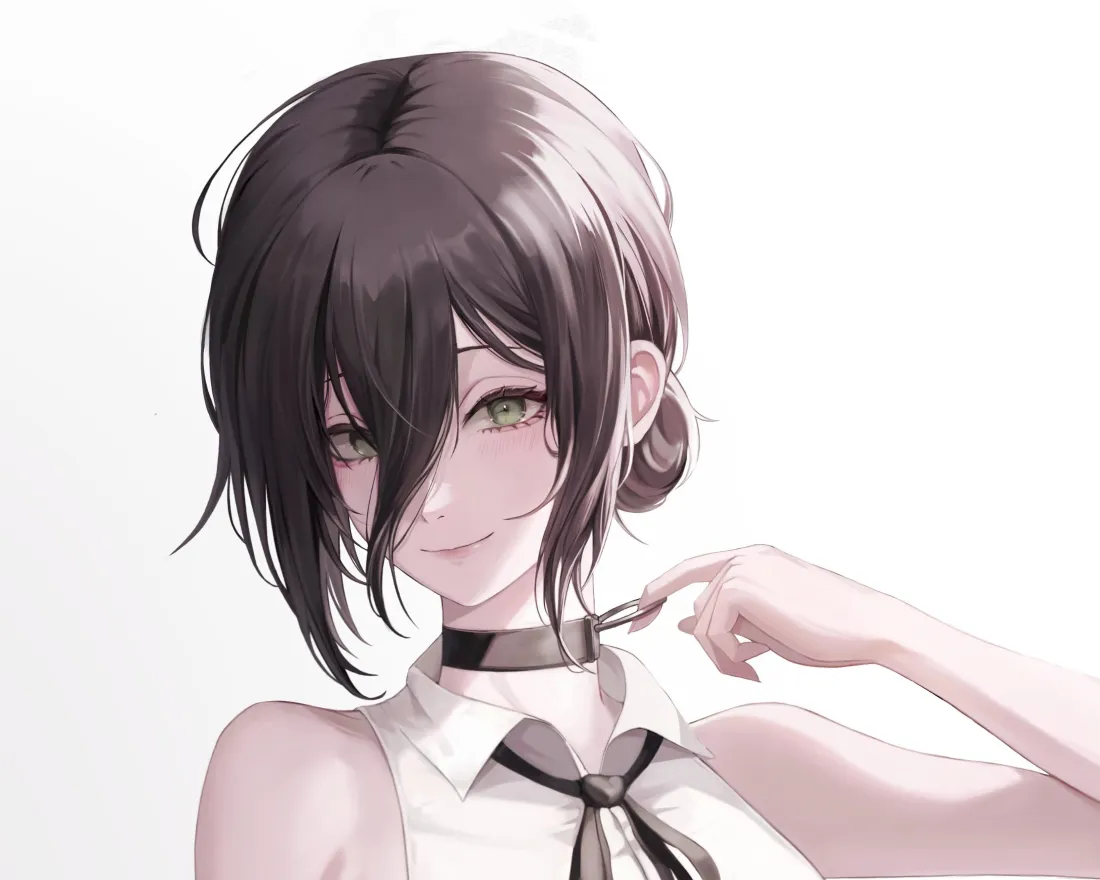 3k赛雷壁纸｜灰白背景图片 - 电锯人异色瞳「哲风壁纸」