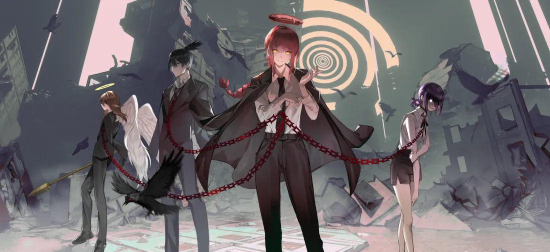 7k电锯人壁纸｜废墟螺旋背景 - 蕾塞玛奇玛「哲风壁纸」