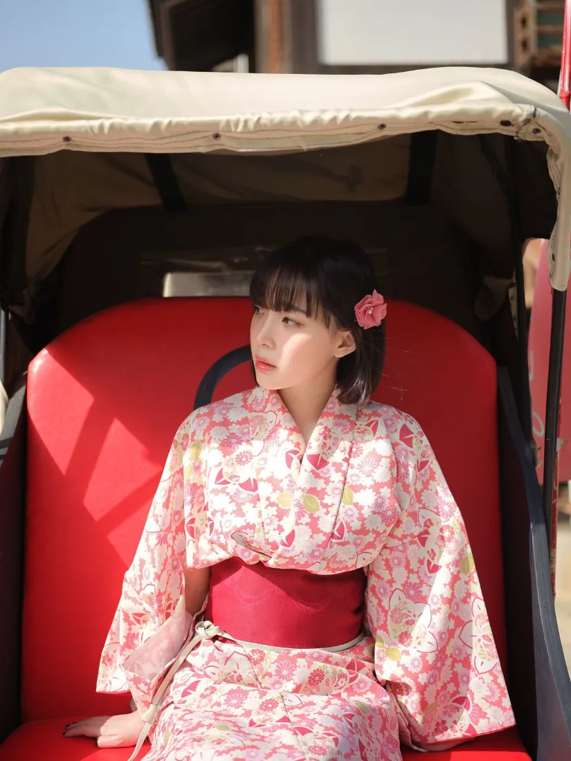 和服少女手机壁纸｜日式写真背景图片 - 粉色和服「哲风壁纸」