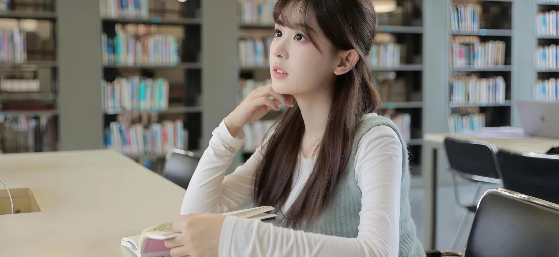 图书馆女生手机壁纸｜图书馆背景图片 - 清新学习「哲风壁纸」