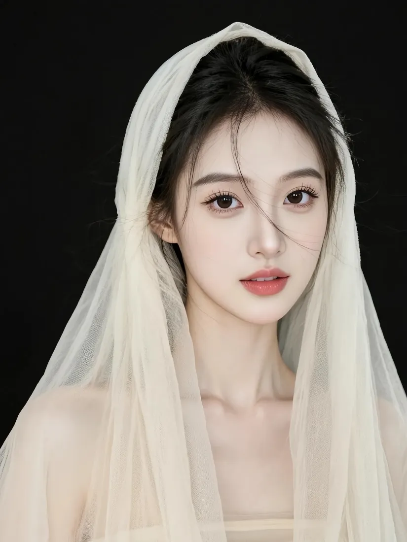 白衣美女手机壁纸｜黑色背景图片 - 优雅写真「哲风壁纸」