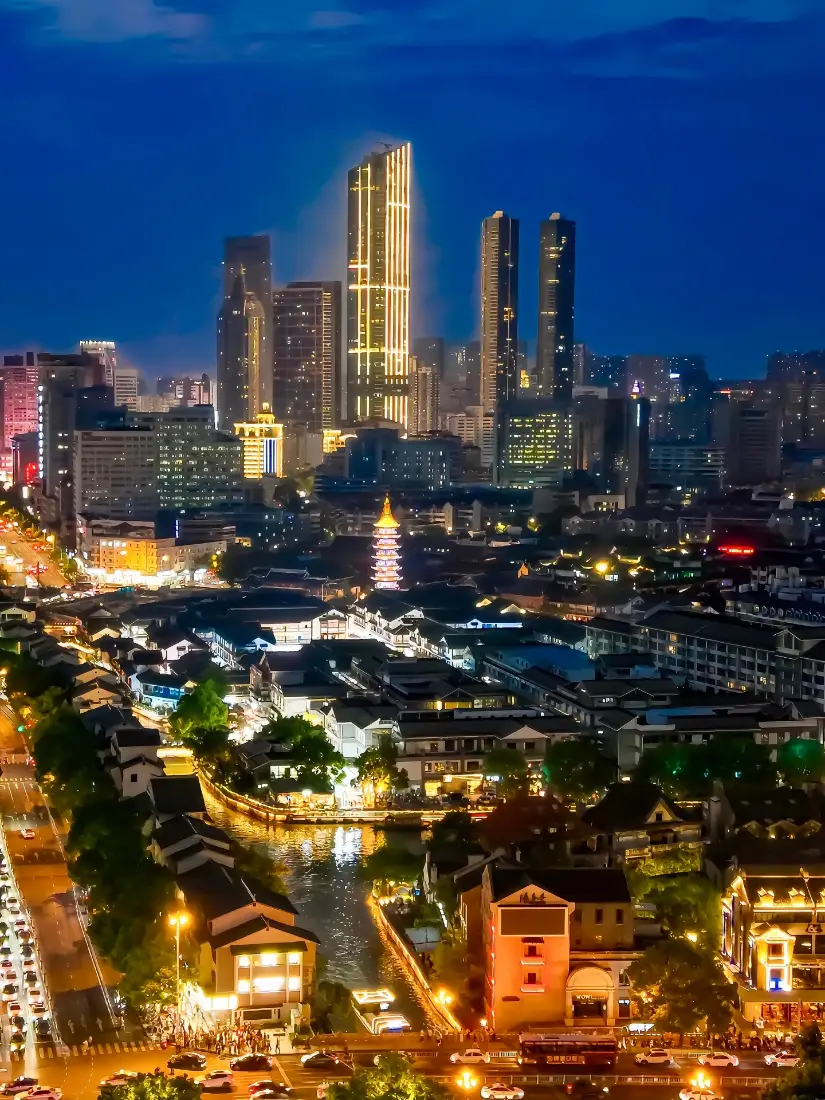 苏州夜景手机壁纸｜城市背景图片 - 江南水乡夜景「哲风壁纸」