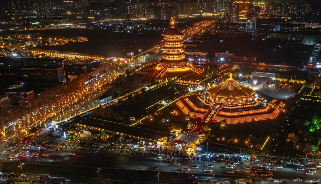 隋唐洛阳城手机壁纸｜夜景背景图 - 城市古建筑「哲风壁纸」