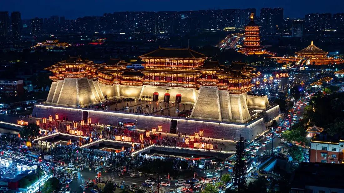 2k西安古建筑夜景壁纸｜城市背景 - 繁华夜色「哲风壁纸」