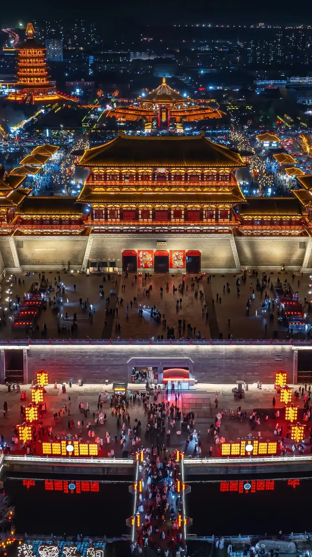 洛阳夜景手机壁纸｜应天门背景图片 - 古建筑「哲风壁纸」