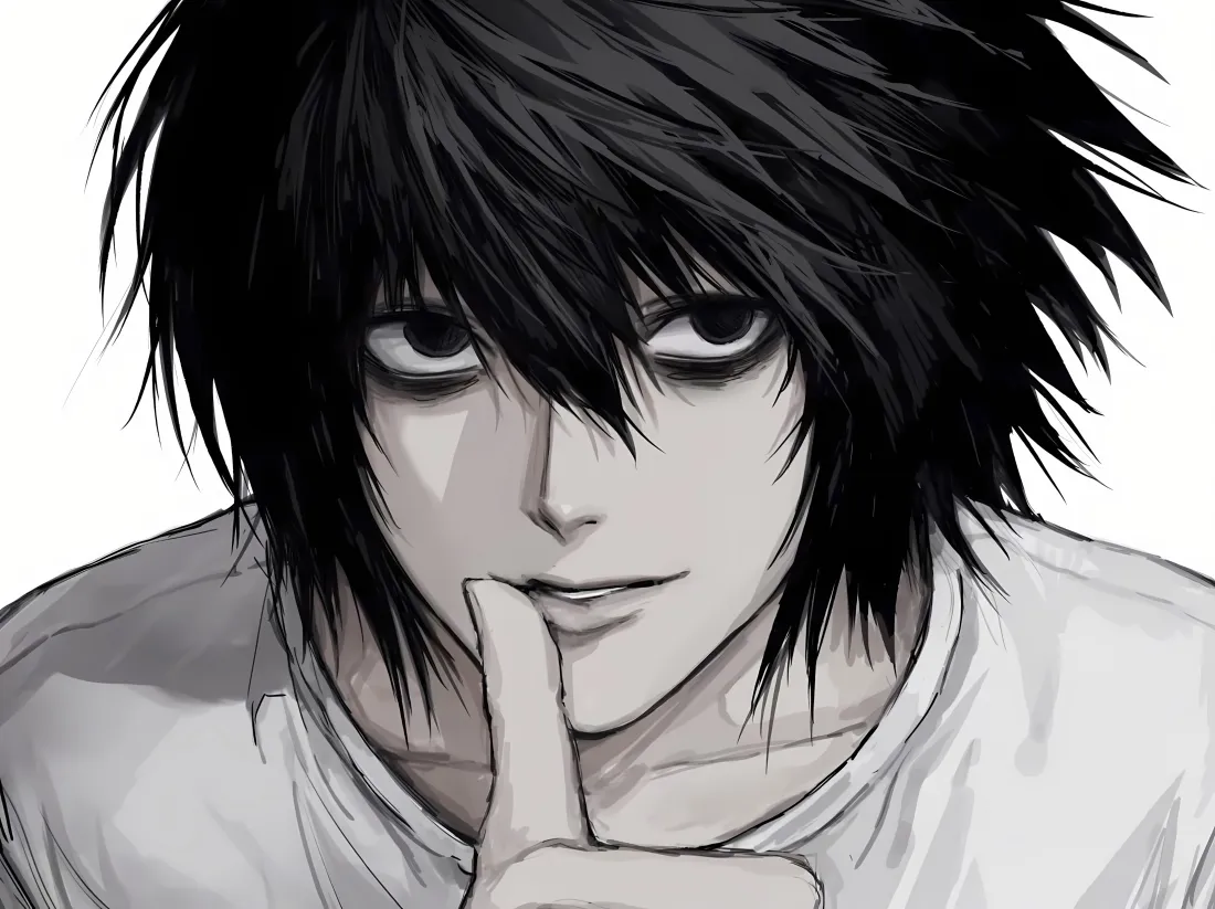 3k死亡笔记L壁纸｜黑白背景图片 - 动漫角色「哲风壁纸」