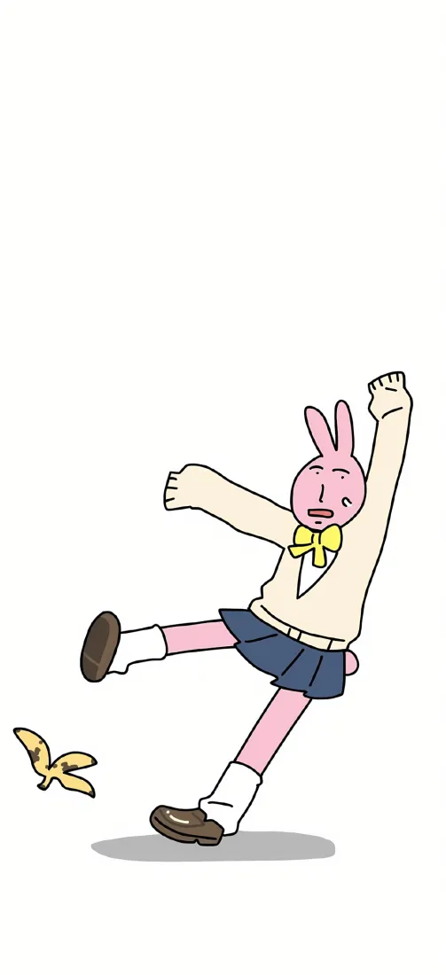 粉红兔JK手机壁纸｜搞怪背景图片 - 香蕉皮「哲风壁纸」