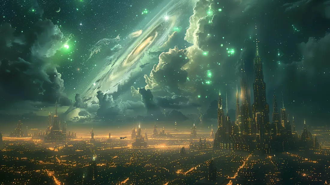 6k科幻星空壁纸｜星云背景图片 - 未来都市城堡「哲风壁纸」