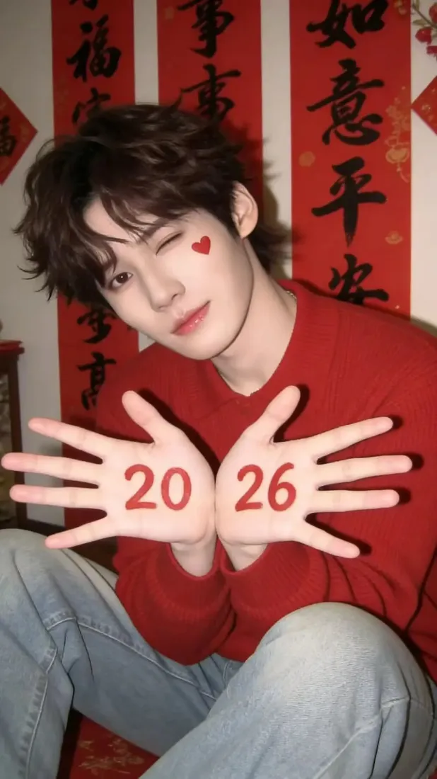 马嘉祺手机壁纸｜新年背景图片 - 2026红衣福字「哲风壁纸」