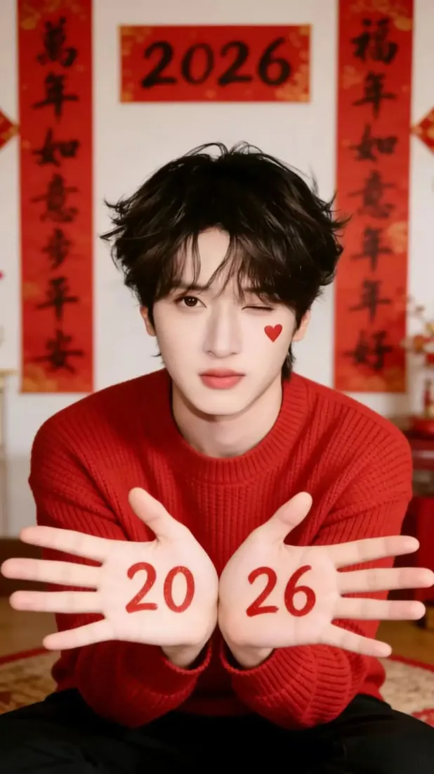 刘耀文手机壁纸｜2026新年背景图片 - 红色毛衣「哲风壁纸」