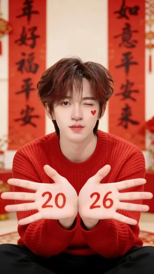 张真源手机壁纸｜新春背景图片 - 2026红色爱心「哲风壁纸」