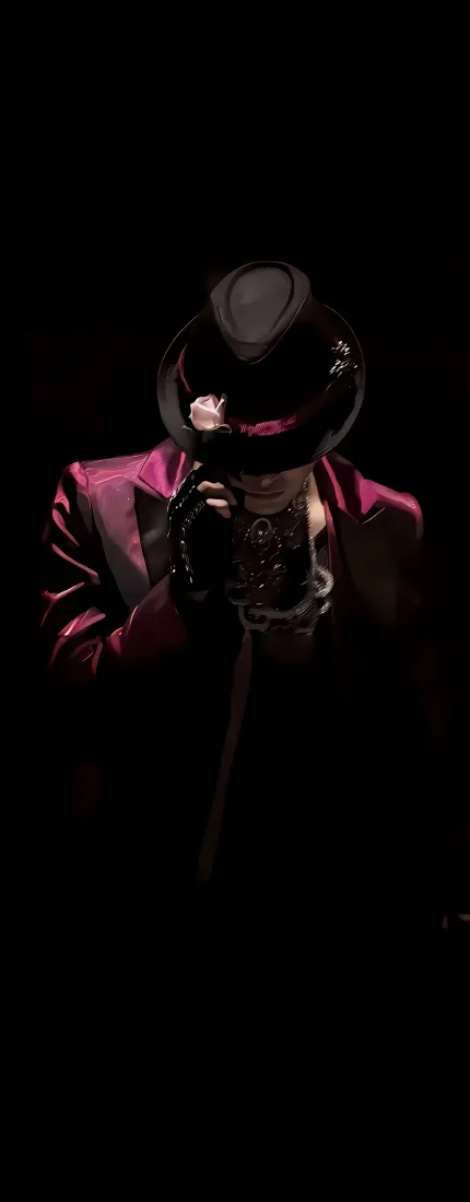 周杰伦手机壁纸｜黑色背景图片 - 玫红色西装「哲风壁纸」