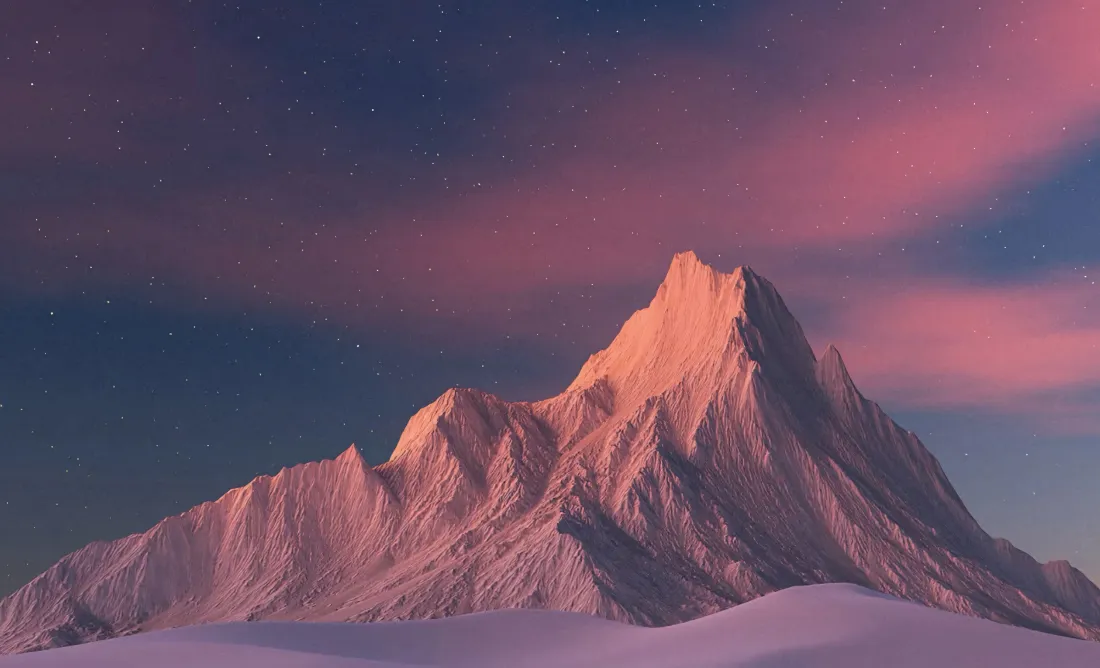 4k雪山晚霞壁纸｜紫色山峰背景图片 - 自然风景「哲风壁纸」