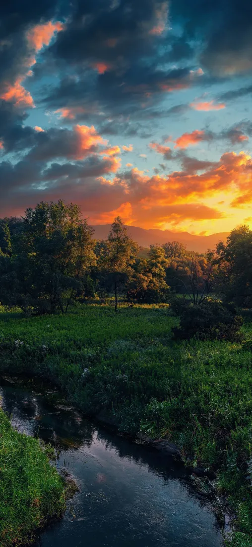 晚霞河流手机壁纸｜自然风景背景图片 - 黄昏「哲风壁纸」