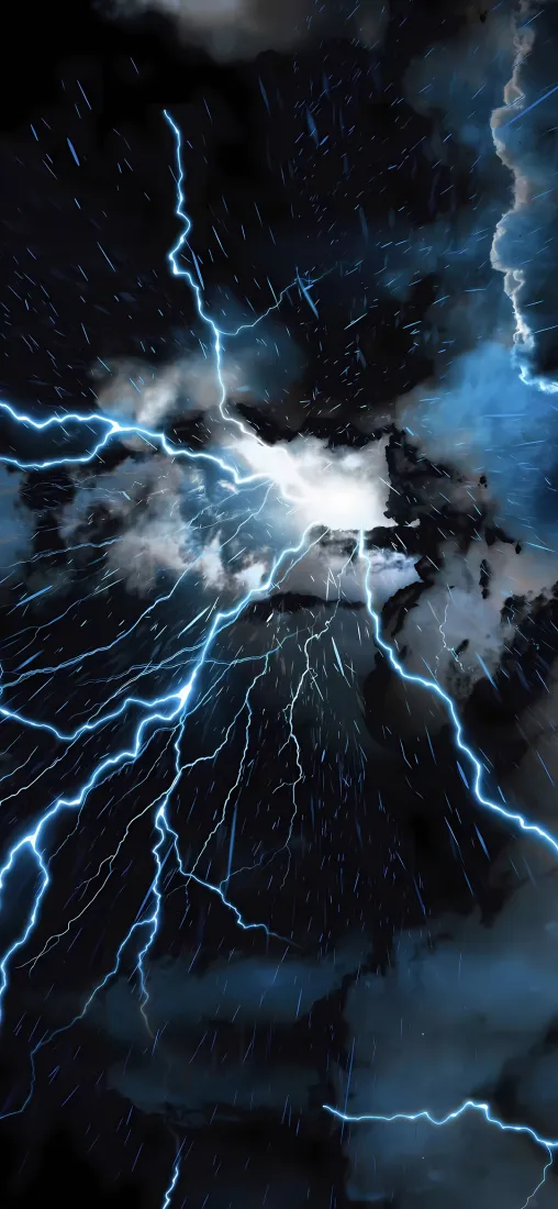 闪电时空破碎手机壁纸｜科幻背景 - 蓝色闪电风暴「哲风壁纸」