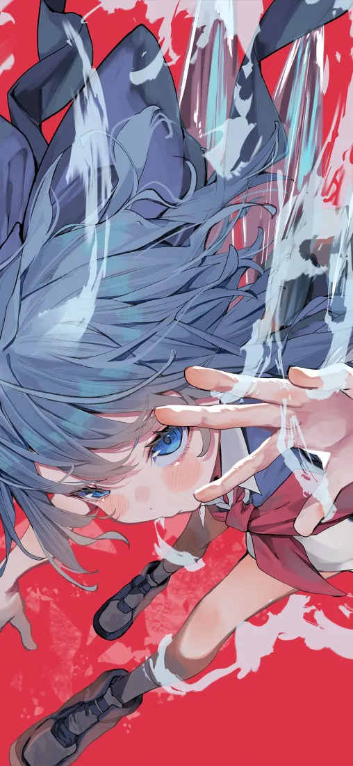 琪露诺手机壁纸｜红色背景图片 - 东方project「哲风壁纸」