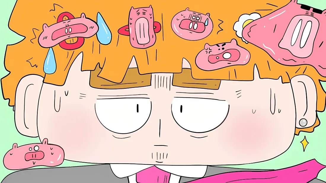 2k卡通西装男壁纸｜浅绿色背景 - 粉色卡通图案「哲风壁纸」