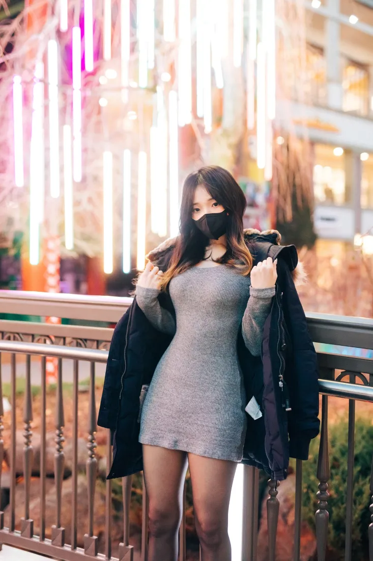 美女乐园壁紙|夜景霓虹背 - 連衣裙口罩 「哲风壁纸」